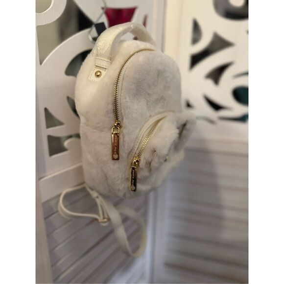 Betsey Johnson Puppy Dog frenchie french bulldog  Backpack white fur mini bag main image 4